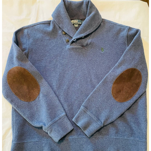 Polo Ralph Lauren Mens Shawl Collar Sweater w/ Elbow Patches, Large - Picture 1 of 8